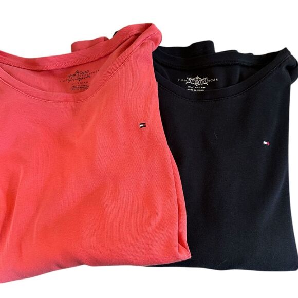 Tommy Hilfiger Tops - Tommy Hilfiger Womens Coral and Black Logo LongSleeve Ts Size XL (both included)